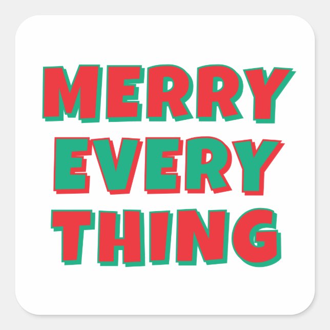 Sticker Carré Merry Christmas Classical Unique Minimalist Plain (Devant)