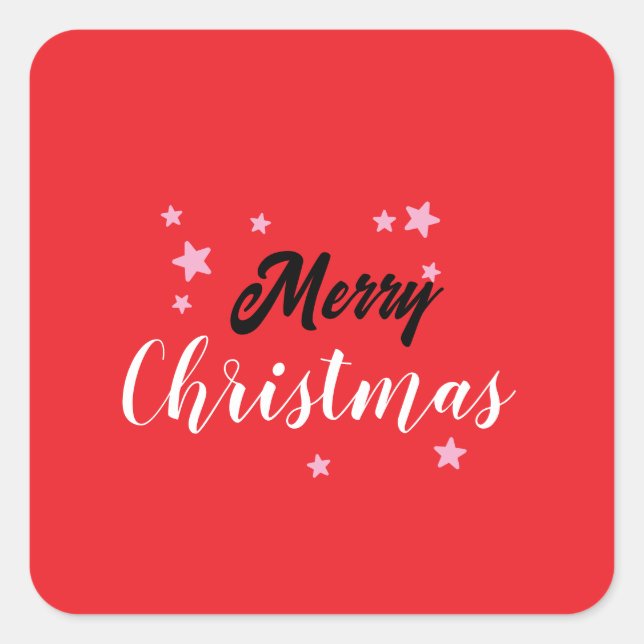 Sticker Carré Merry Christmas Classical Unique Minimalist Plain (Devant)