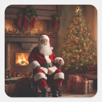 Sticker Carré Merry Christmas Coaster – Festive Holiday