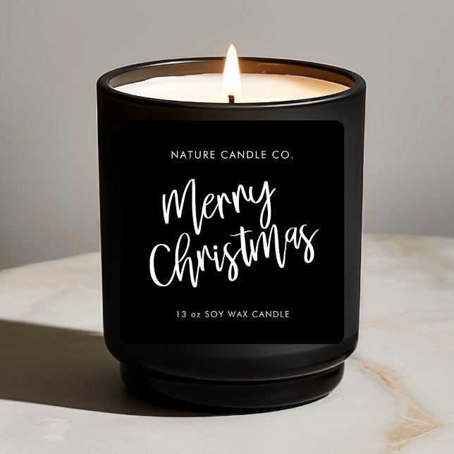 Sticker Carré Merry Christmas Minimalist Soy Candle | Moderne (Créateur téléchargé)