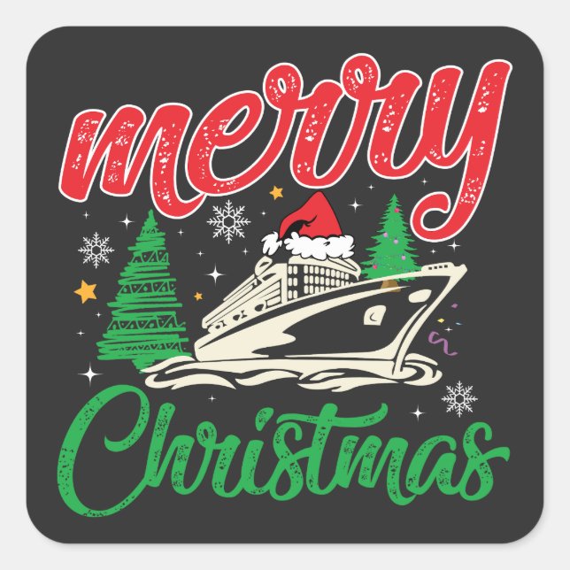 Sticker Carré Merry Cruisemas, équipage de croisière de Noël en  (Devant)
