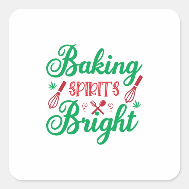 Sticker Carré Merry Xmas Baking Spirits Bright (Devant)
