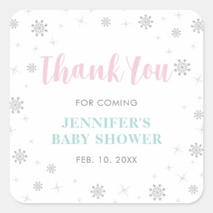 Sticker Carré Merveilleux monde d'hiver, Faveur de Baby Shower R
