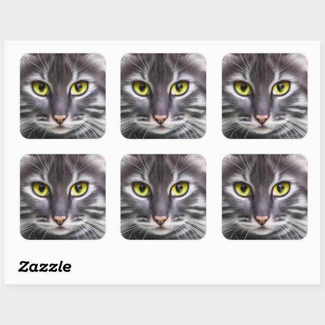 Sticker Carré Merveilleux portrait de chat (Feuille)