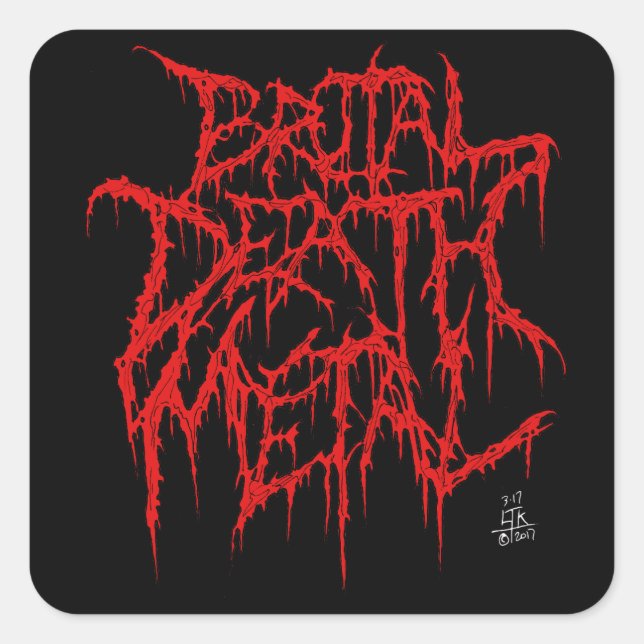 Sticker Carré Métal de mort brutal (Devant)