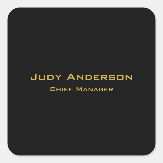 Sticker Carré Metallic Gold & Black Professional Modern Elegant (Devant)