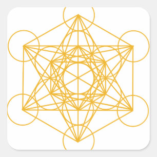 Sticker Carré Métatron Cube Or