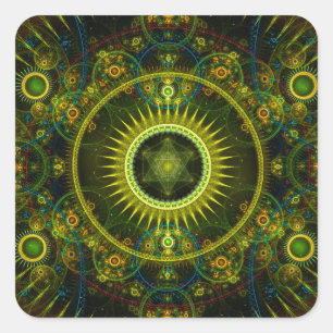Sticker Carré "Metatron's Magick Wheel" - Art Fractal