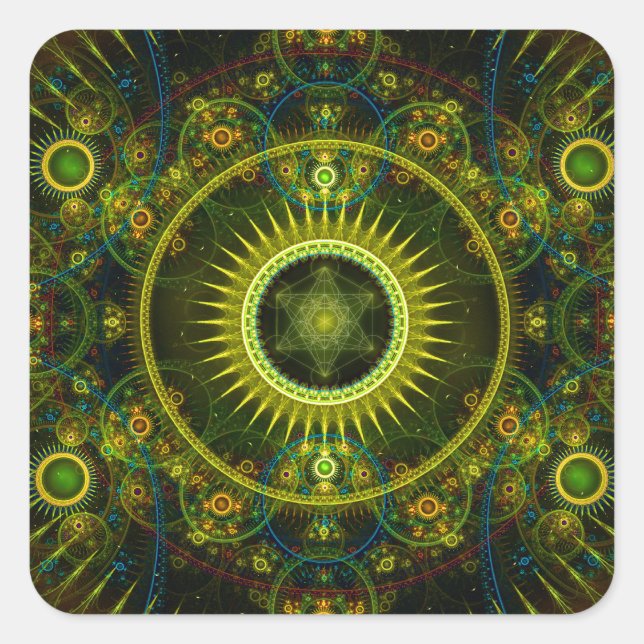 Sticker Carré "Metatron's Magick Wheel" - Art Fractal (Devant)