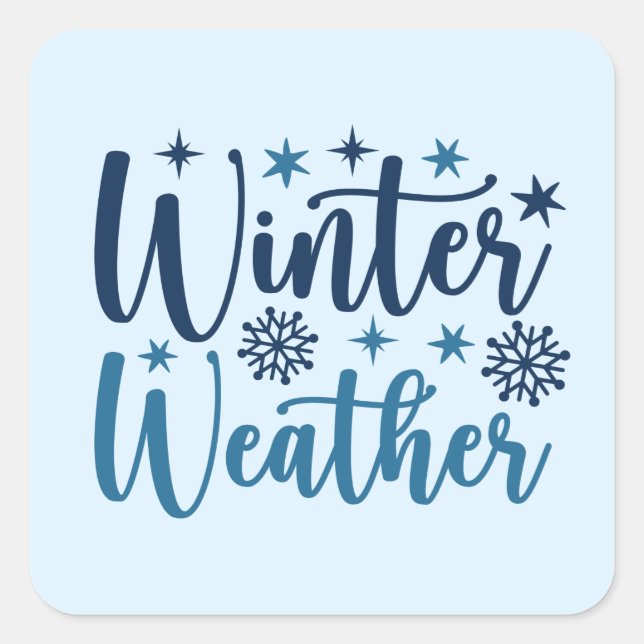 Sticker Carré Météo d'hiver - Typographie des Fêtes Neiges (Devant)