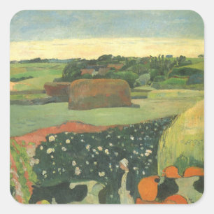 Sticker Carré Meules en Bretagne par Paul Gauguin, Art ancien