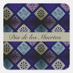 Sticker Carré mexicain Dia de los Muertos personnalisable