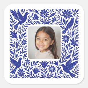 Sticker Carré Mexicain Otomí Tenango Talavera avec Photo