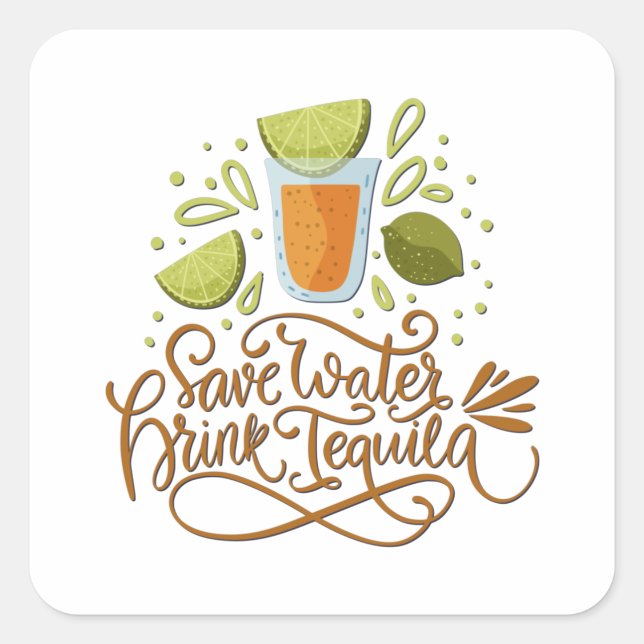 Sticker Carré Mexique - Boire Tequila - léger (Devant)