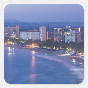 Sticker Carré Mexique, Guerrero, Ixtapa. Hôtels Ixtapa le long