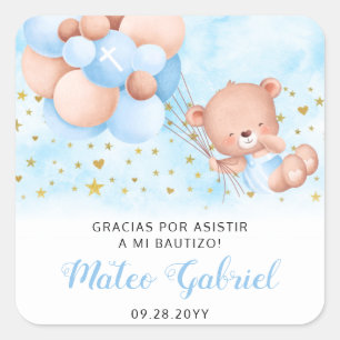 Sticker Carré Mi Bautizo espagnol Baptism Recuerdos Para Bautizo