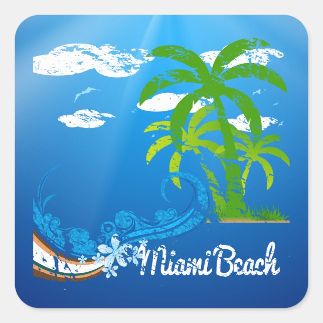 Sticker Carré Miami Beach Floride Souvenir (Devant)