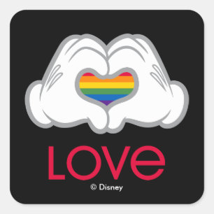 Sticker Carré Mickey Amour Arc-en-Ciel