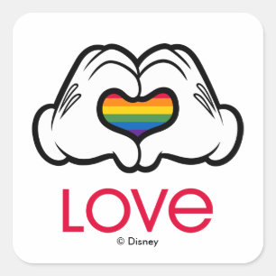 Sticker Carré Mickey Amour Arc-en-Ciel