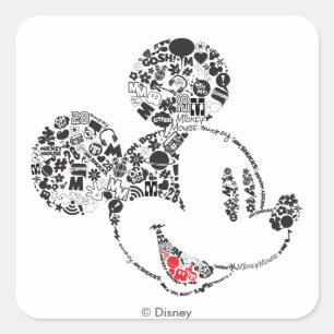 Sticker Carré Mickey Branché   Icônes & Phrases