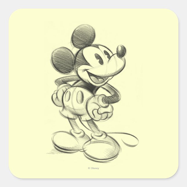 Sticker Carré Mickey classique | Croquis (Devant)