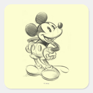 Sticker Carré Mickey classique   Croquis
