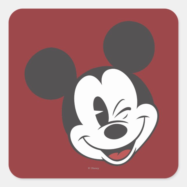 Sticker Carré Mickey classique | Éclat de tête (Devant)