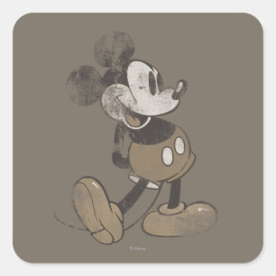 Sticker Carré Mickey Classique En détresse