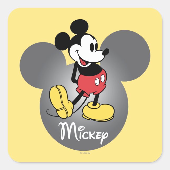 Sticker Carré Mickey classique | Icône tête (Devant)
