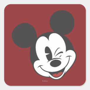 Sticker Carré Mickey Classique Inclinaison de tête Clin d'œil