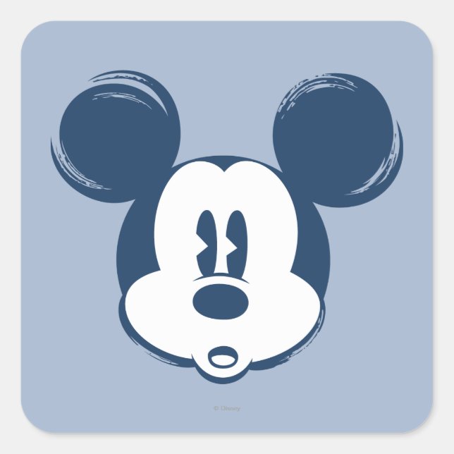 Sticker Carré Mickey classique | Tête bleue (Devant)