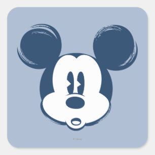 Sticker Carré Mickey classique Tête bleue