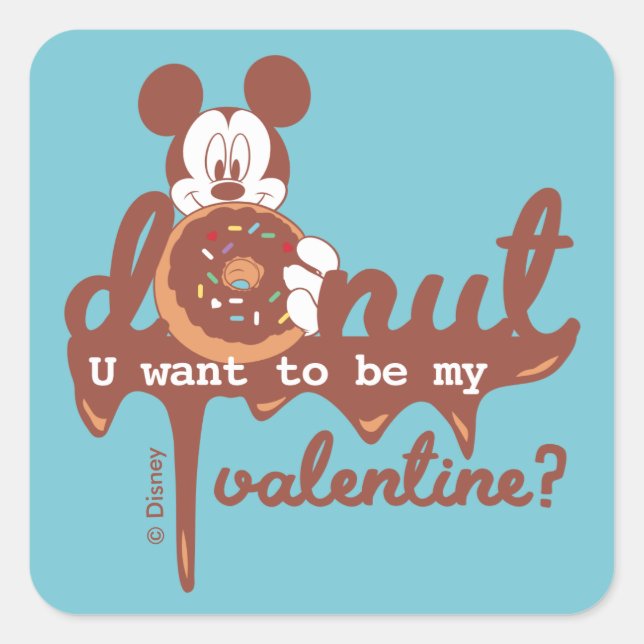 Sticker Carré Mickey | Donut Vous voulez être ma Saint Valentin  (Devant)