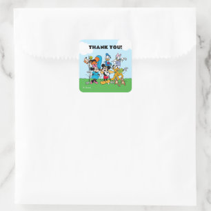 Sticker Carré Mickey et amis Golf Anniversaire Merci
