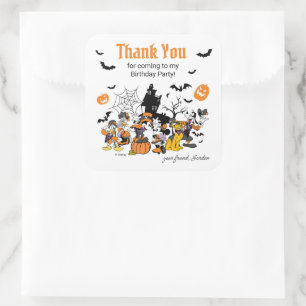 Sticker Carré Mickey & Friends Halloween Anniversaire Remercieme
