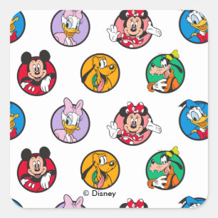 Sticker Carré Mickey & Friends Motif Cercles Classiques