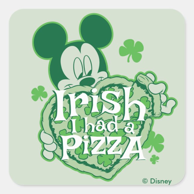 Sticker Carré Mickey| Irlandais j'avais une pizza (Devant)