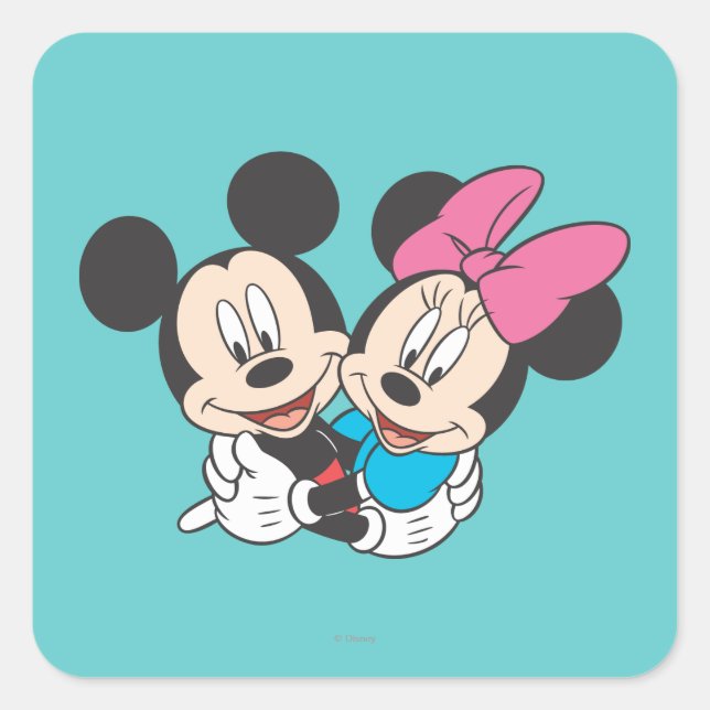 Sticker Carré Mickey & Minnie | Accrochage (Devant)