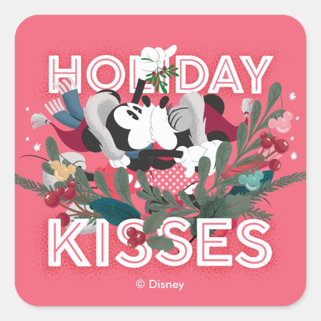 Sticker Carré Mickey & Minnie | Baisers de vacances (Devant)