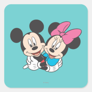 Sticker Carré Mickey & Minnie Câlin