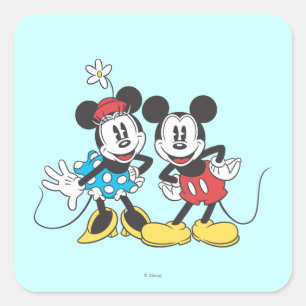 Sticker Carré Mickey & Minnie Couple Classique