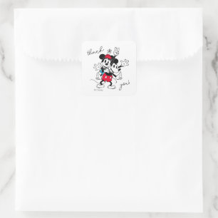 Sticker Carré Mickey & Minnie Merci d'anniversaire jumeaux