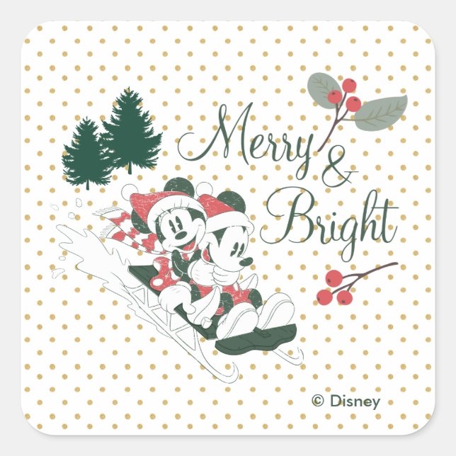 Sticker Carré Mickey & Minnie | Merry & Bright (Devant)
