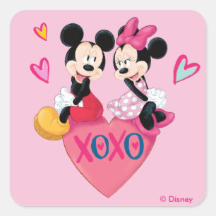 Sticker Carré Mickey & Minnie XOXO Saint-Valentin