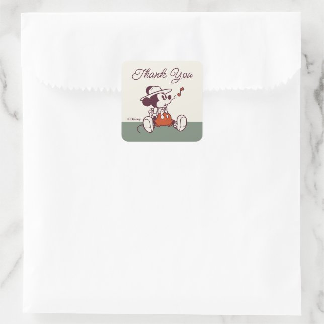 Sticker Carré Mickey Mouse Adventure Attend le Merci (Sac)