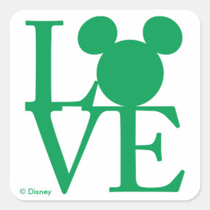 Sticker Carré Mickey Mouse AMOUR Saint-Patrick