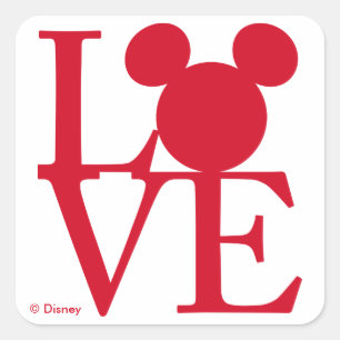 Sticker Carré Mickey Mouse AMOUR Saint-Valentin