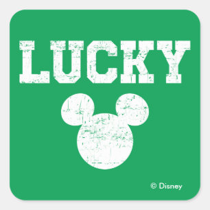 Sticker Carré Mickey Mouse chanceux Saint-Patrick