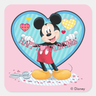 Sticker Carré Mickey Mouse Découpage de la Saint-Valentin