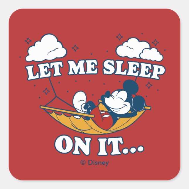 Sticker Carré Mickey Mouse Hammock "Let Me Sleep On It…" (Devant)